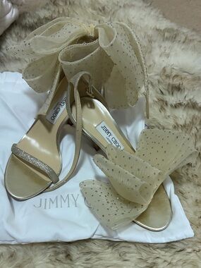 Jimmy Choo Champagne Crystal-Studded Sandals